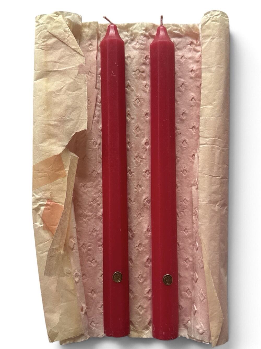Vtg NOS Colonial Candle Co. Red 10โ RARE Octagonal Taper Candles Set 2
